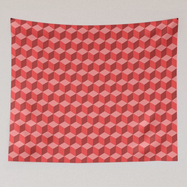 Item preview, 3D cube pattern in red designed and sold by PM-Artistic.