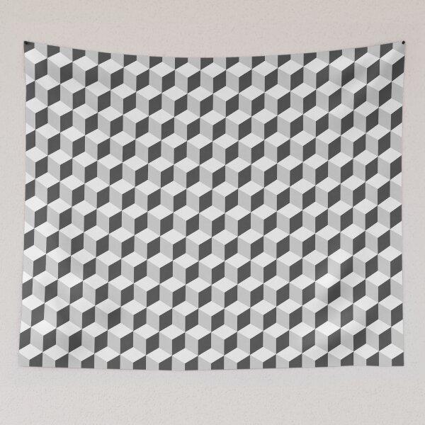 Item preview, 3D cube pattern in white designed and sold by PM-Artistic.