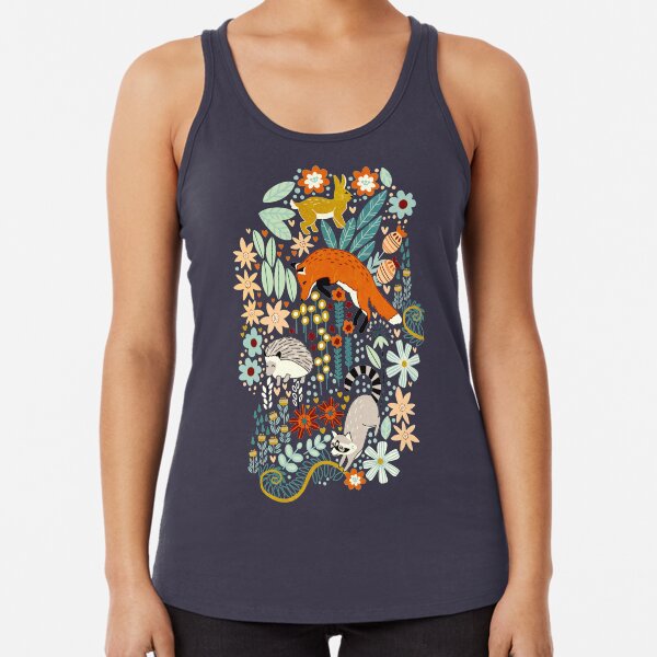 Textured Woodland Pattern Racerback Tank Top
