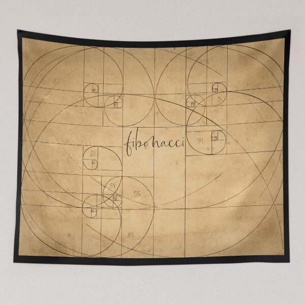 Artikelvorschau, Fibonacci: Rechtecke, Spiralen und Text auf Papier entworfen und verkauft von IOMAprints.