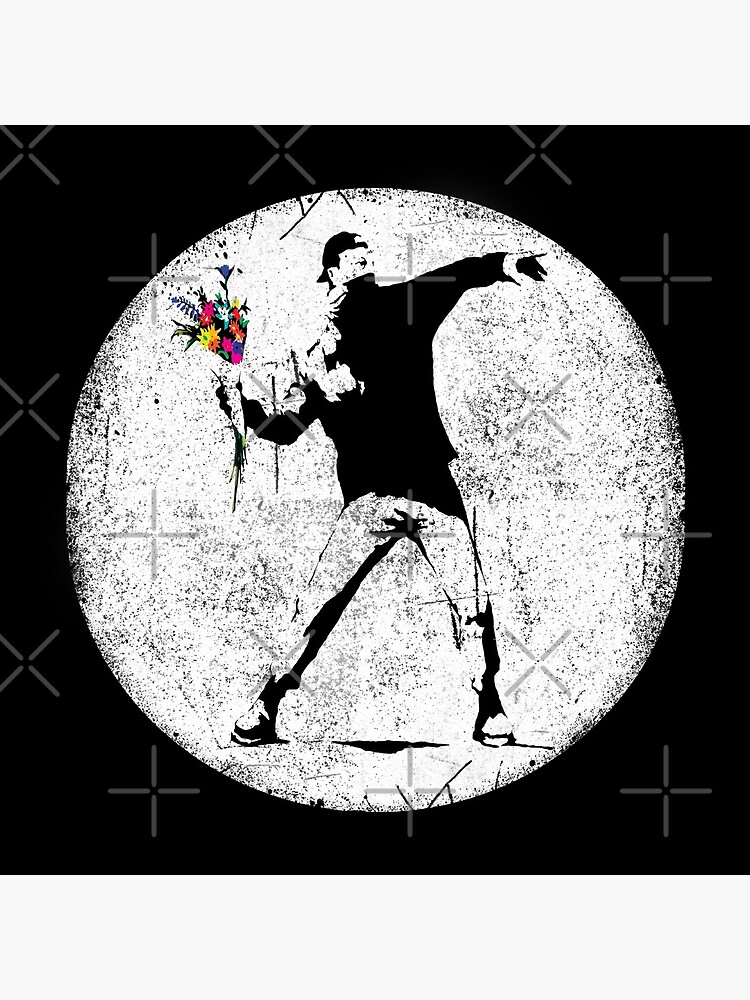 Banksy Protester Throwing Flowers by belugastore