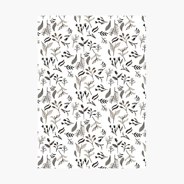 Watercolour painted autumn floral repeat Photographic Print