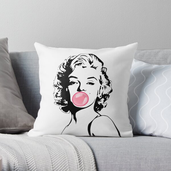 Marilyn Monroe Blowing Bubble Gum Throw Pillow