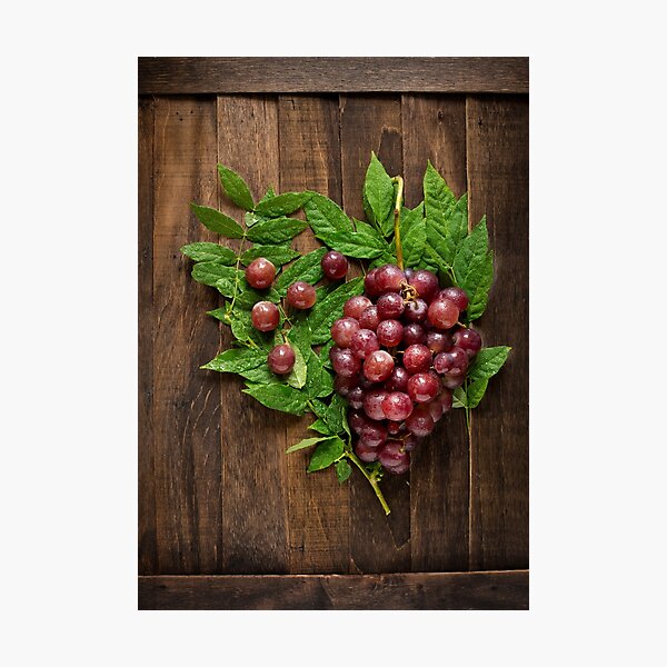 Item preview, red grapes on old wood designed and sold by graphic3000.
