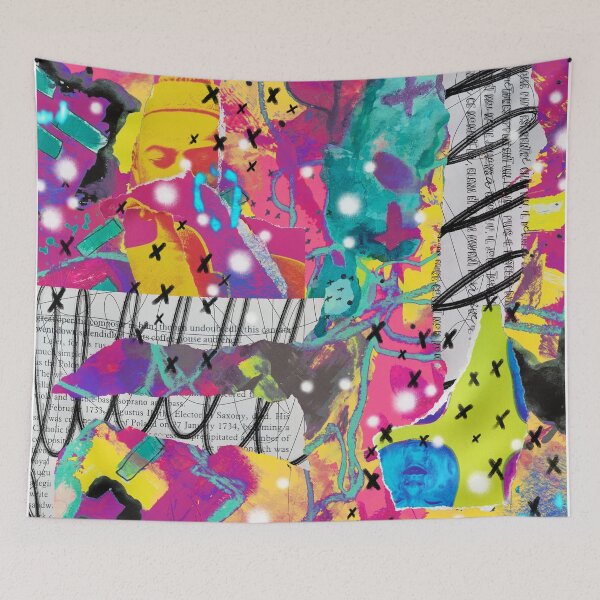 Item preview, Digitally manipulated multicolored mixed media abstract collage art painting designed and sold by Lanie K Art.