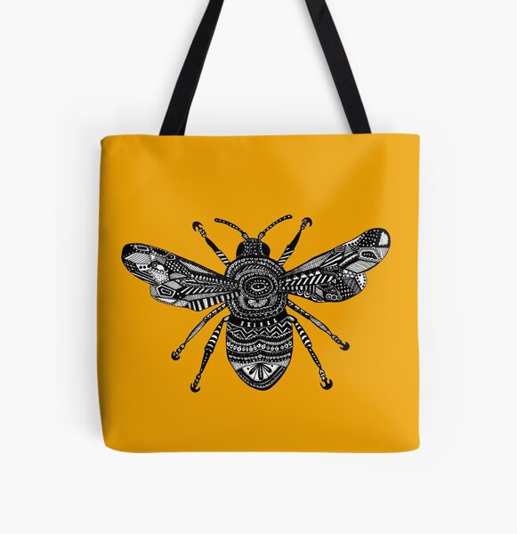 Yellow Bee All Over Print Tote Bag