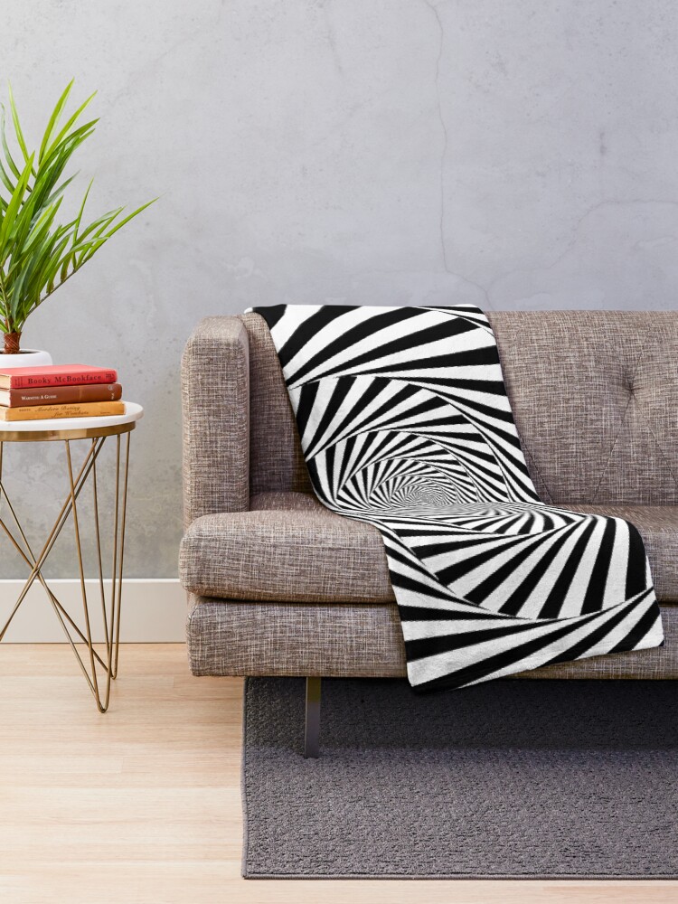 Alternate view of #Optical #Illusion #OpticalIllusion #VisualArt Black and White znamenski.redbubble.com Throw Blanket