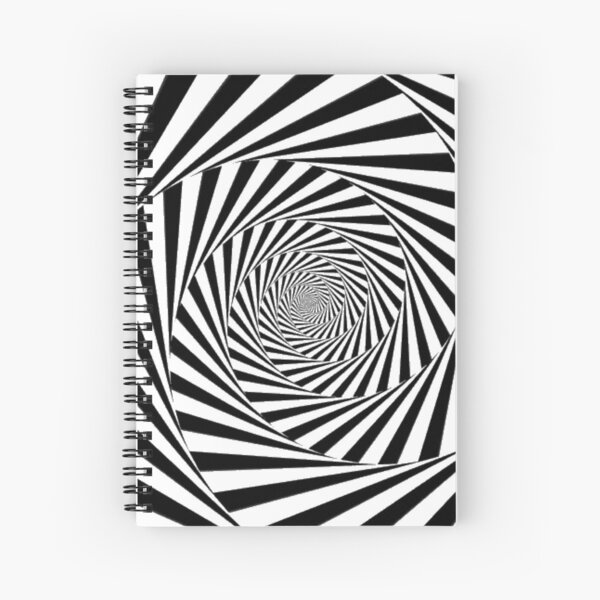 #Optical #Illusion #OpticalIllusion #VisualArt Black and White znamenski.redbubble.com Spiral Notebook