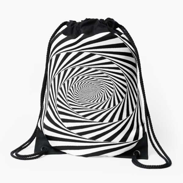 #Optical #Illusion #OpticalIllusion #VisualArt Black and White znamenski.redbubble.com Drawstring Bag