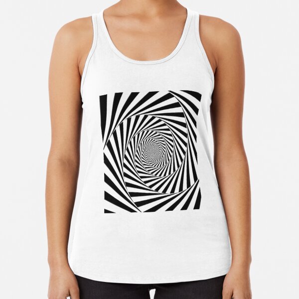 #Optical #Illusion #OpticalIllusion #VisualArt Black and White znamenski.redbubble.com Racerback Tank Top