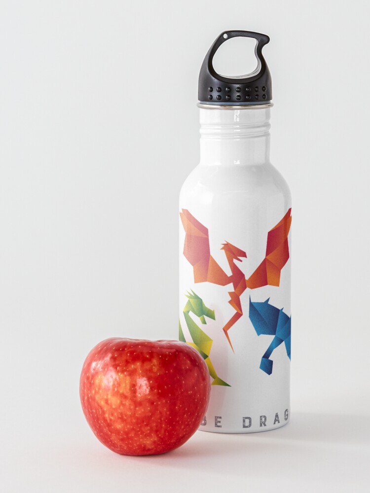 Alternate view of SCP-1762 Where The Dragons Went Origami Style Dragons Water Bottle