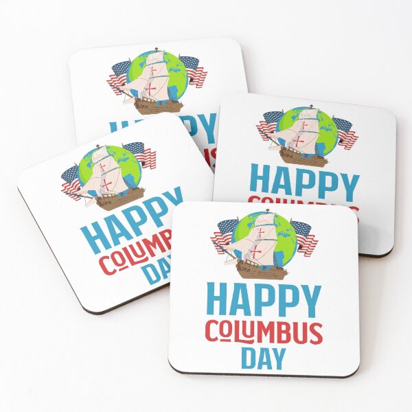 Item preview, HAPPY COLUMBUS DAY American Flag Ship World Globe USA designed and sold by Art Like Wow.