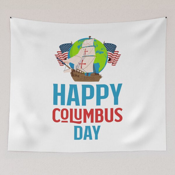 Item preview, HAPPY COLUMBUS DAY American Flag Ship World Globe USA designed and sold by Art Like Wow.