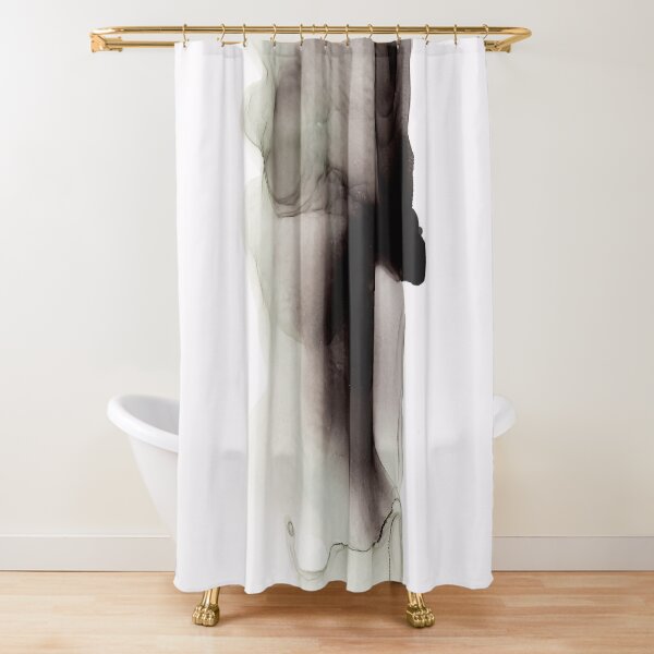 Black Ink Abstract Painting Shower Curtain