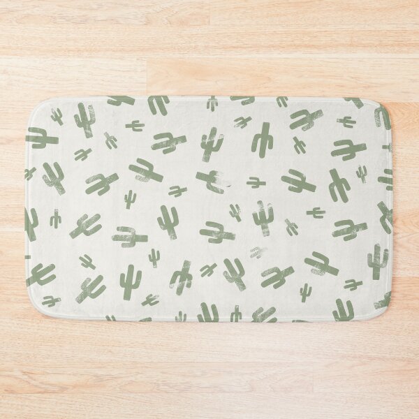 Item preview, Green and White Hand Printed Cactus Pattern designed and sold by itsjensworld.