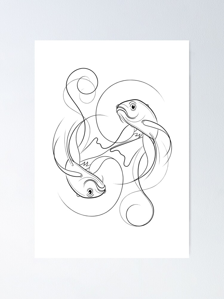 Koi Fish Line Drawing  Poster for Sale by Adam Regester