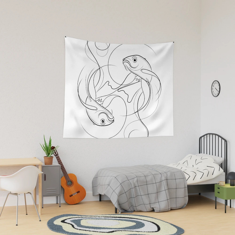 Koi Fish Line Drawing  Tapestry for Sale by Adam Regester