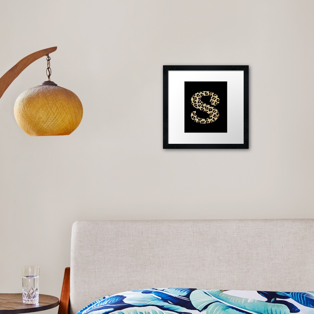 Letter S Leopard Cheetah Monogram Initial Framed Art Print By Squeakyricardo Redbubble