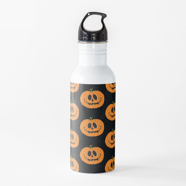 Grinning Orange Jack-O-Lantern Halloween Pumpkin Water Bottle