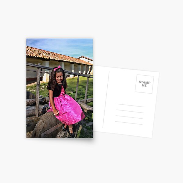 Andrea on the Ox Cart Postcard