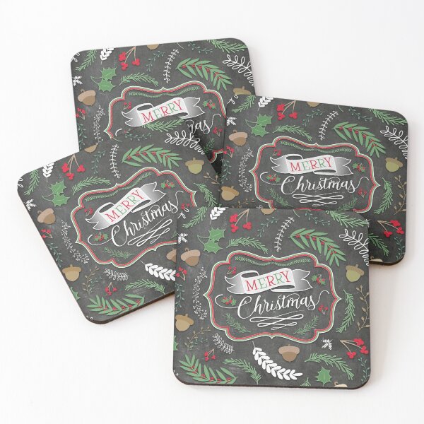 Item preview, Chalkboard Merry Christmas Winter Flora designed and sold by Elsy's Art.