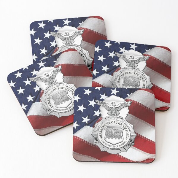 Item preview, U.S. Air Force Security Forces - SECFOR Badge over American Flag designed and sold by Serge Averbukh Art Studio.