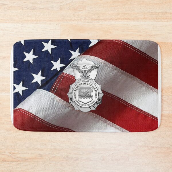 Item preview, U.S. Air Force Security Forces - SECFOR Badge over American Flag designed and sold by Serge Averbukh Art Studio.