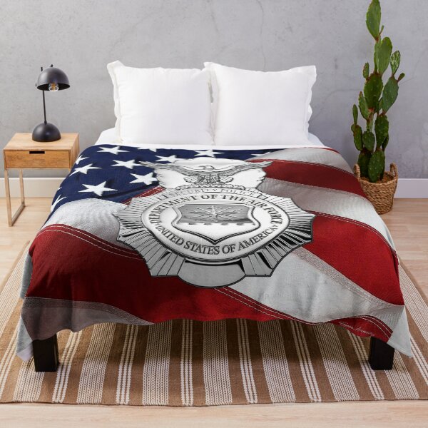 Item preview, U.S. Air Force Security Forces - SECFOR Badge over American Flag designed and sold by Serge Averbukh Art Studio.