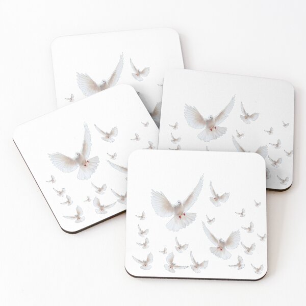 Item preview, WHITE FLYING PEACE DOVES ON WHITE ART designed and sold by sharlesart.