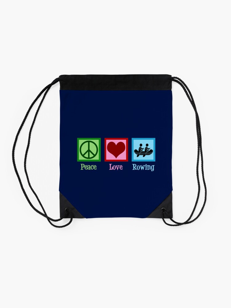 Alternate view of Peace Love Rowing Drawstring Bag