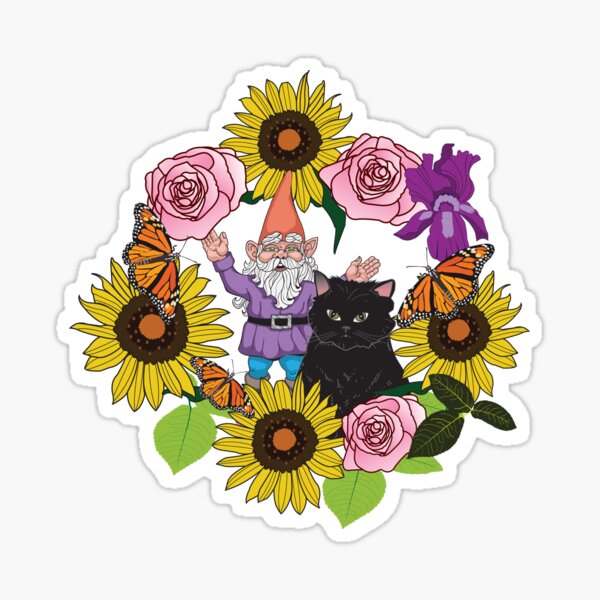 Gnome and Kitty Sticker