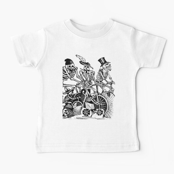 Calavera Cyclists | Day of the Dead | Dia de los Muertos | Skulls and Skeletons | Vintage Skeletons | Black and White | Baby T-Shirt