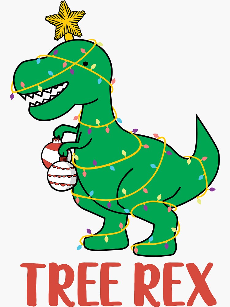 "Tree Rex Christmas Tree Dinosaur Holiday Cute design" Sticker for Sale by tronictees Redbubble