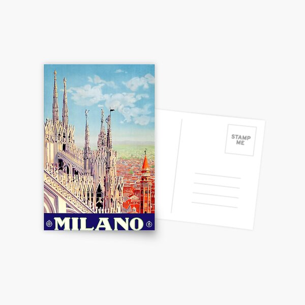 1930 Milan Cathedral Italy Travel Poster Postcard