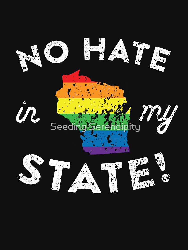 "No Hate in My State Wisconsin Pride" Tshirt by amagicalmess Redbubble