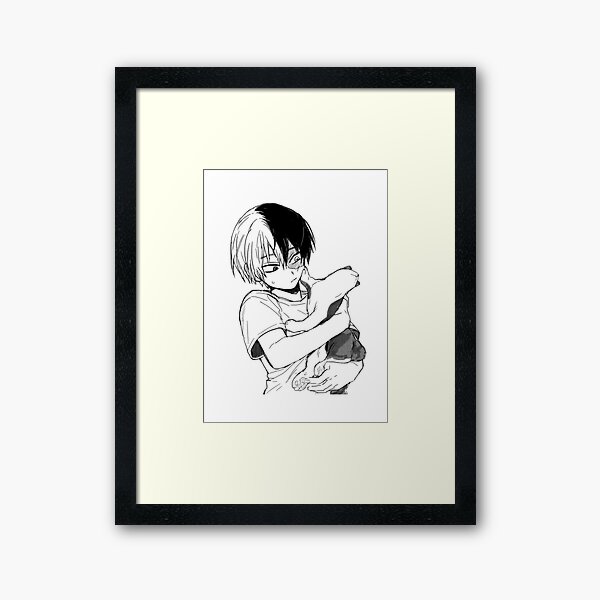Todoroki with his cat Framed Art Print