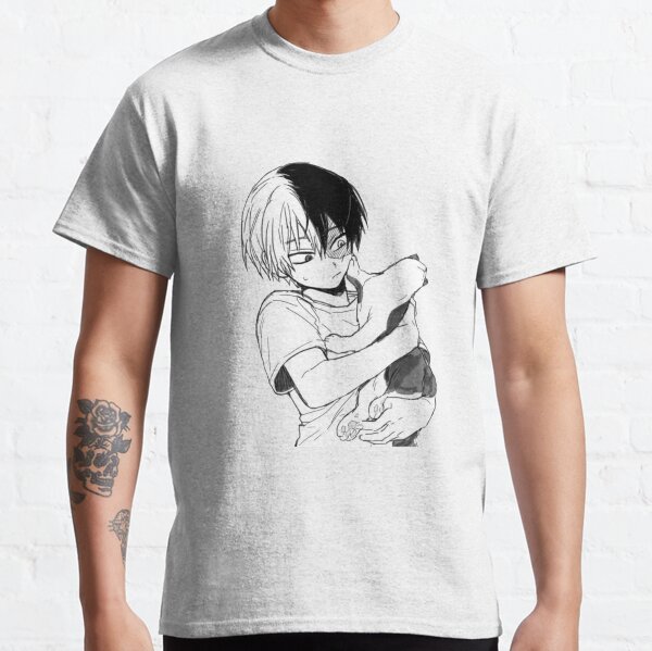 Todoroki con su gato Camiseta clásica