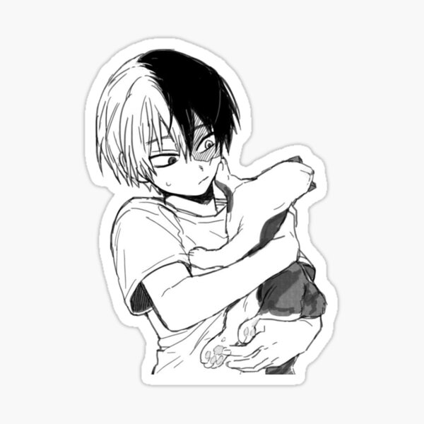 todoroki with his cat sticker by yivel redbubble
