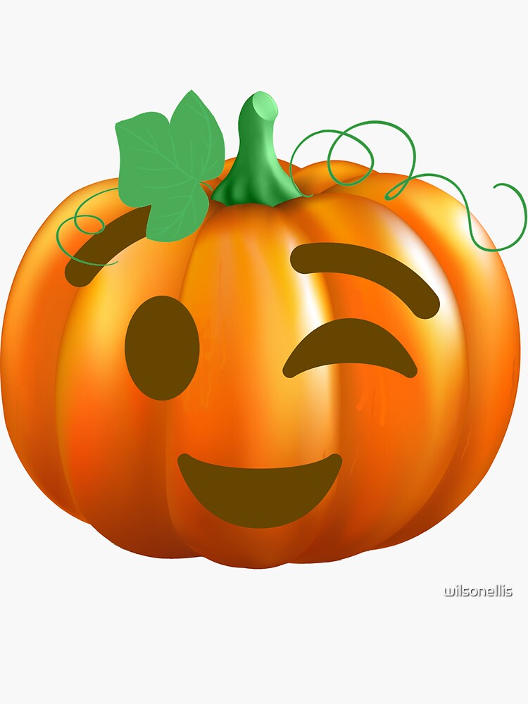 "Halloween Pumpkin Emoji Wink" Sticker for Sale by wilsonellis Redbubble