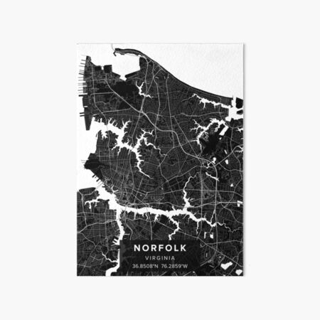 Norfolk Va Map Art Board Print By Kara515 Redbubble