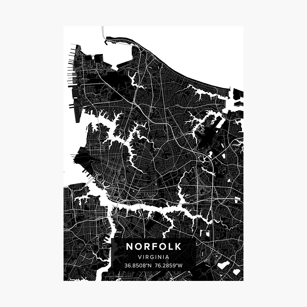 Norfolk Va Map Poster By Kara515 Redbubble