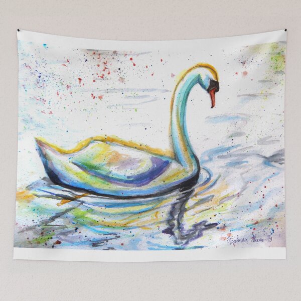 Artikelvorschau, Aquarell Schwan Malerei entworfen und verkauft von Stephanie Skeem.