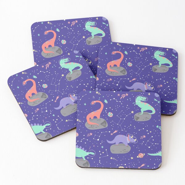 Item preview, Dinosaurs Floating on an Asteroid in Purple designed and sold by latheandquill.