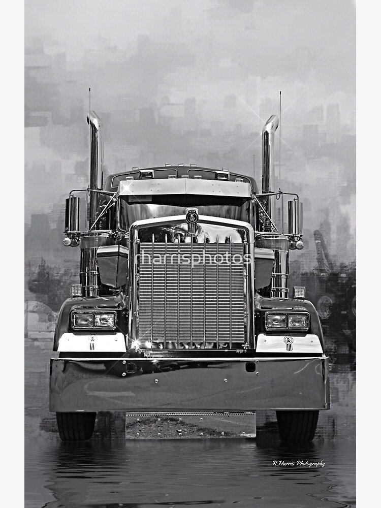 Póster Vista Frontal De Kenworth En Blanco Y Negro De Rharrisphotos Redbubble 5221