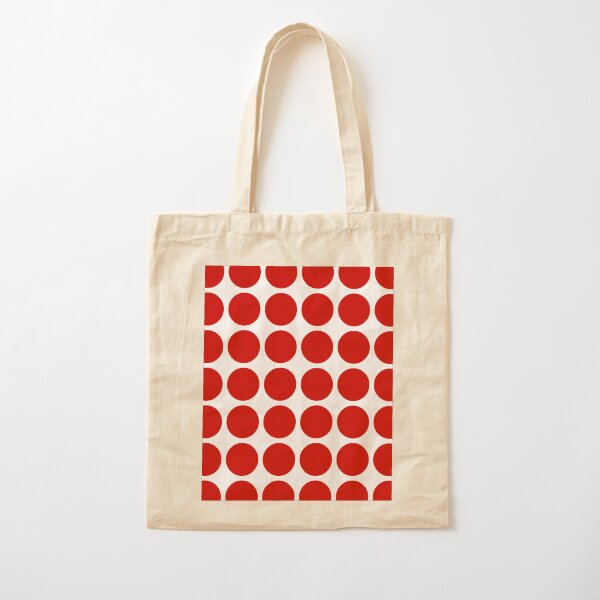 Red Dots Pattern Red & White Cotton Tote Bag
