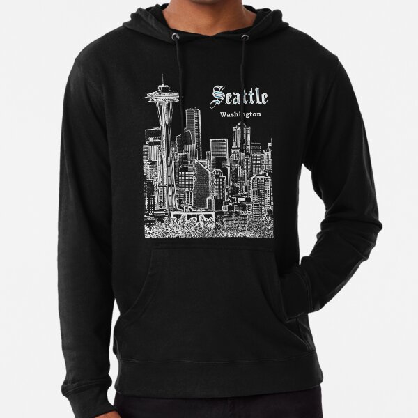 Seattle Skyline Flight Hooded Sweatshirt designed by JOOLcity