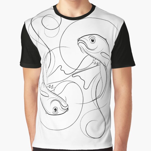 Koi Fish Line Drawing  Graphic T-Shirt