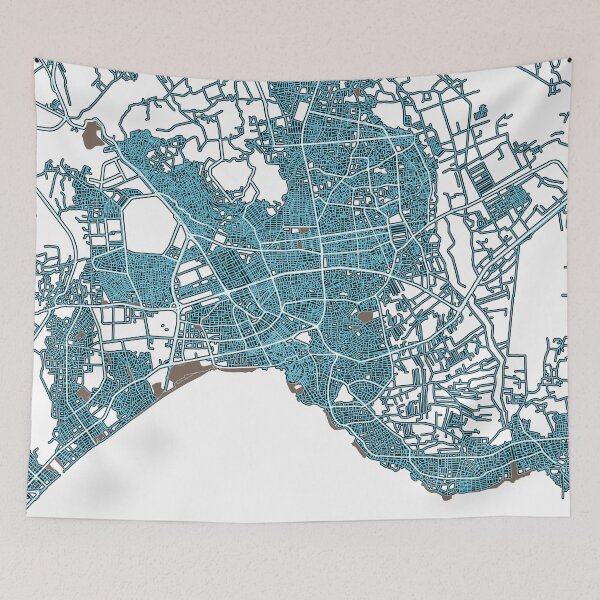 Aperçu de l'œuvre Carte de rue d'Antalya, art de la Turquie, modèle d'Antalya créée et vendue par IvonDesign.