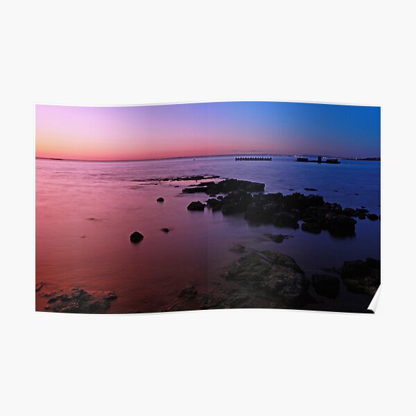 Evening Twilight - Half Moon Bay, Black Rock Poster