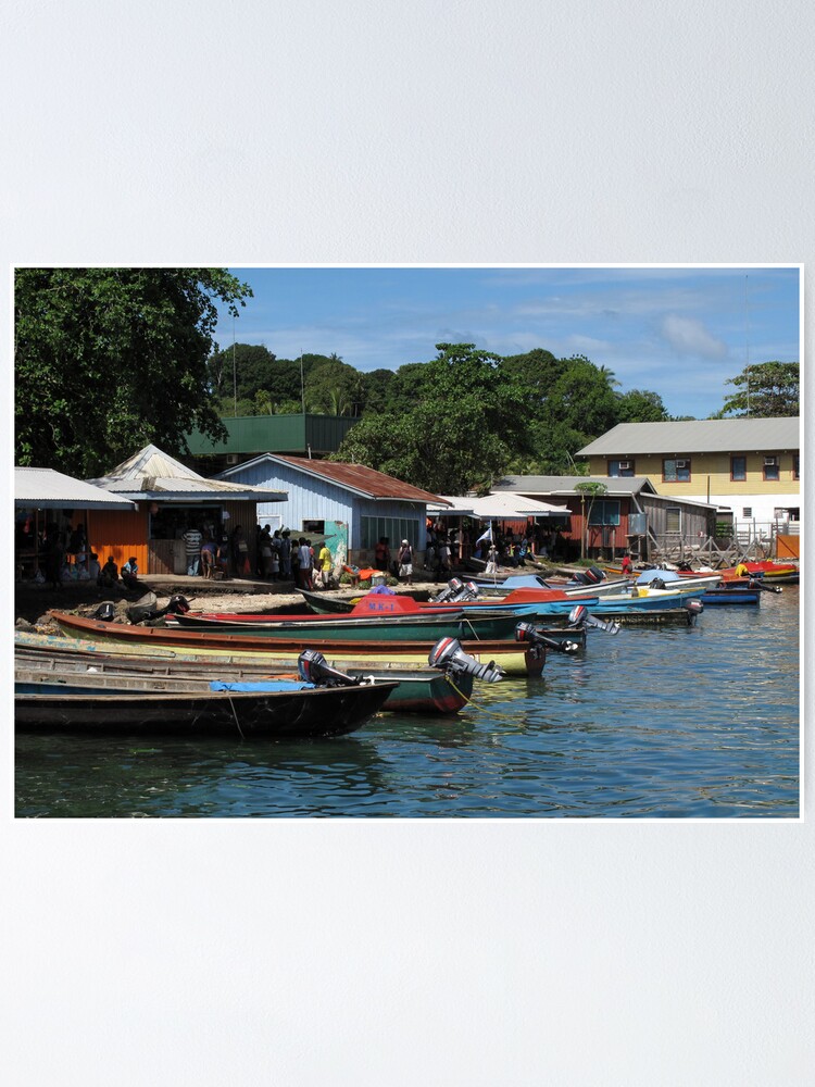 Alternate view of Longboats at Gizo Poster